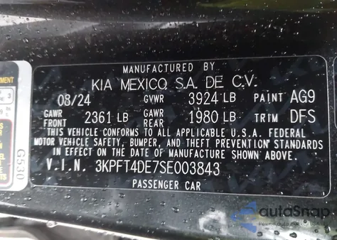 2025 Kia K4 Lx z USA, uszkodzony, nr VIN 3KPFT4DE7SE003843